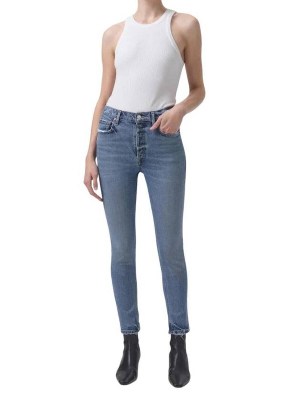 AGOLDE Nico High Rise Slim Ankle Jean in Blame 25 NWT Quiet Luxury Minimalist